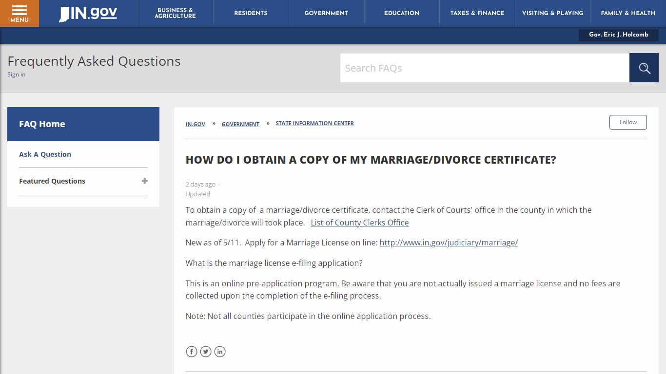 How do I obtain a copy of my Marriage/Divorce certificate?