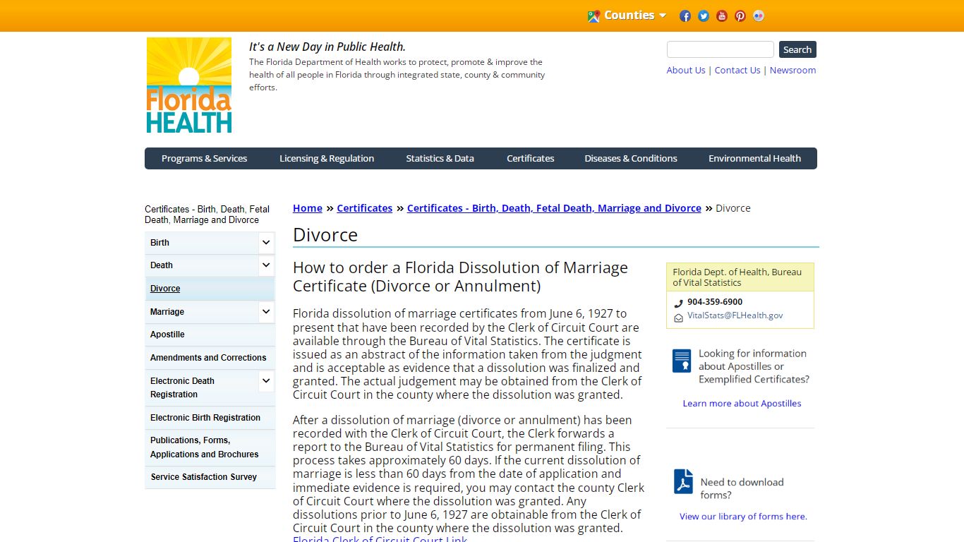 Divorce | Florida Department of Health